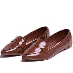 BAMBOO Glossy Chocolate Loafers